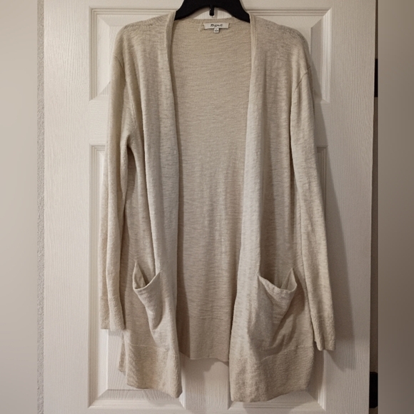 Madewell Light Beige Slubknit Open Front Cardigan with Pockets Size S - Picture 4 of 8